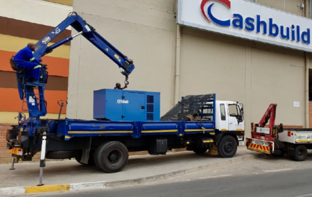 business generator installation - removing the generator from the truck