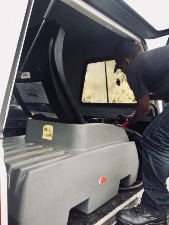 diesel generator refilling - running diesel pump out of window